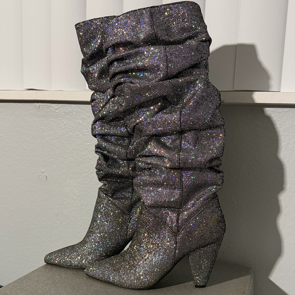 Steve Madden Sparkling Silver Heeled Boots